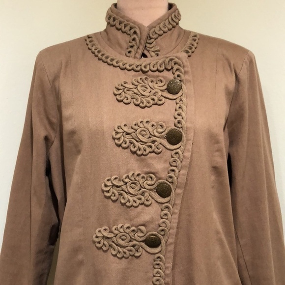 Soft Surroundings Coat Size XL Brown Scrollwork - Picture 3 of 12